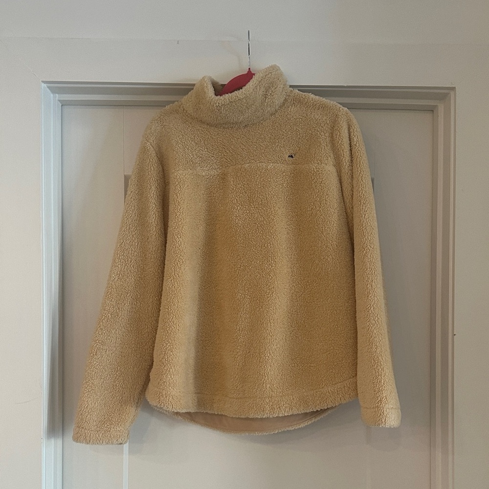 Vineyard Vines Tan Turtleneck Sherpa Sweater